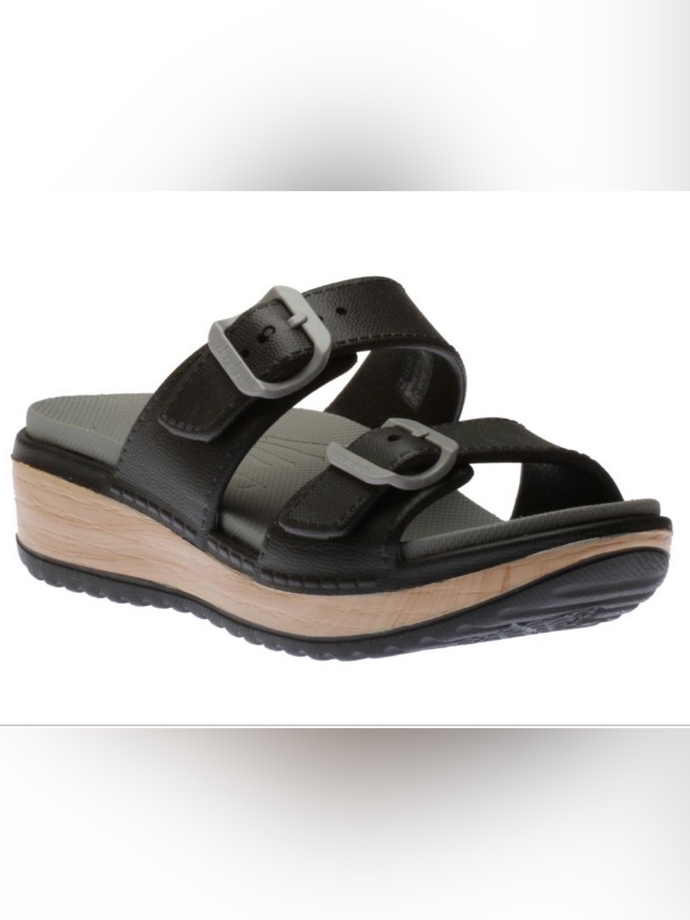 Kandi Black EVA Double Strap Slide Sandal Size 37 6.5 Sport Beach Casual Slip On